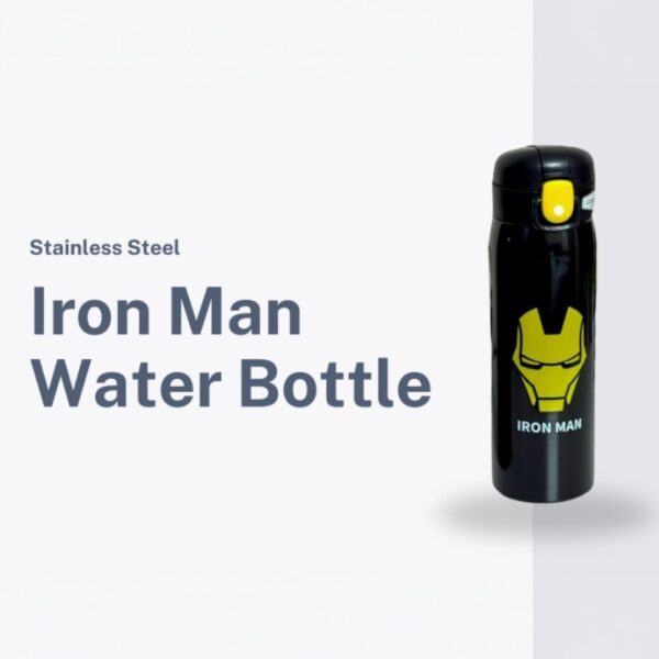 Marvel-Themed Stainless Steel Kids Water Bottle with Soft Silicone Spout, Durable, Non-Toxic, Safe, and Black