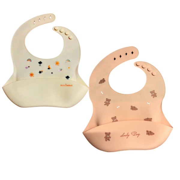 Baby Bib (Peach and Off White)