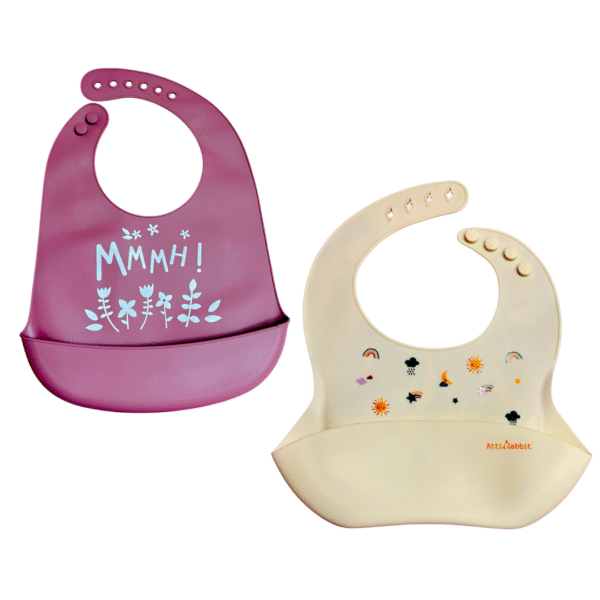 Baby Bib (Off White and Maroon)