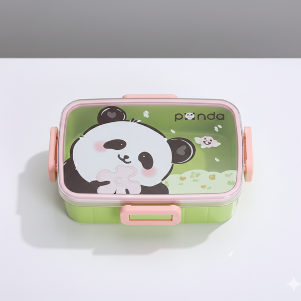 Panda Themed 600 ml Kids Lunch Box with Insulated Compartments – Durable, Leak-Proof, Fun Design for School and Travel