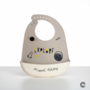 KAKAGUGU Space-Themed Silicone Baby Bib Waterproof Adjustable Soft Feeding Bib with Catch Pocket for Toddlers