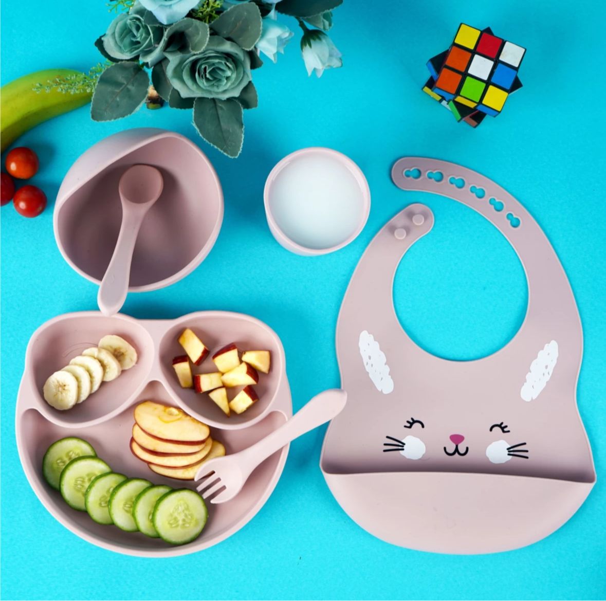 Feeding set : Pack of 6  (Blush Pink)
