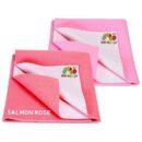 KAKAGUGU Baby Bliss Dry Sheet – Soft, Breathable Baby Bed Protector, Pack of 2, Non-Toxic, Fragrance-Free, Gentle on Skin (50x70 cm, Pink & Coral)
