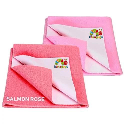 KAKAGUGU Baby Bliss Dry Sheet – Soft, Breathable Baby Bed Protector, Pack of 2, Non-Toxic, Fragrance-Free, Gentle on Skin (50x70 cm, Pink & Coral)