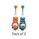 KAKAGUGU Bear-Shaped Baby Training Toothbrush with Tongue Cleaner – Oval Head, BPA-Free, Food-Grade, Safe, Multicolor, Pack of 2