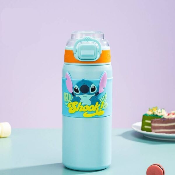 Labubu themed Stainless Steel Kids Water Bottle with Soft Silicone Spout, Durable, Non-Toxic, Safe (Blue)-600ml