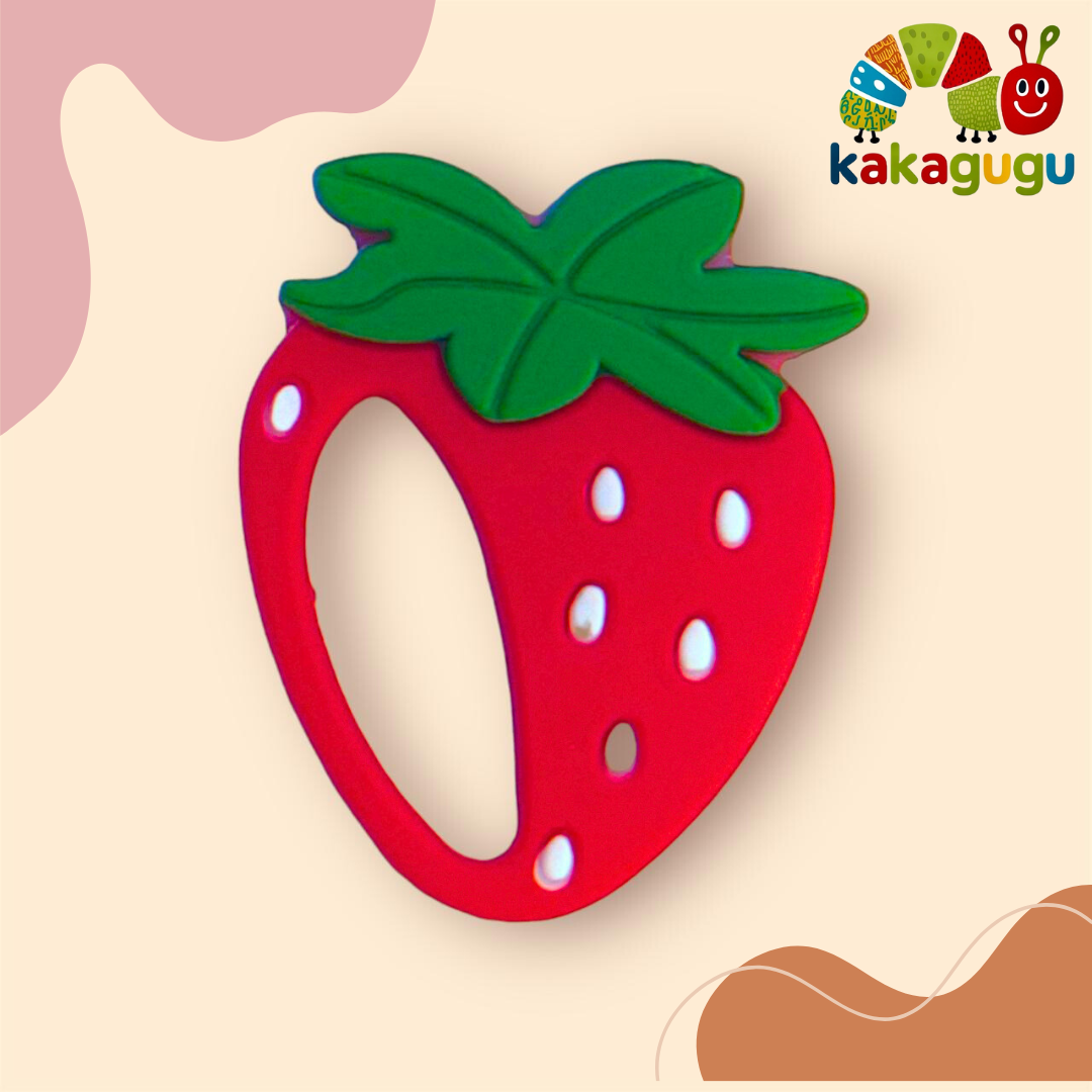 KAKAGUGU Soft Silicone Dino & Strawberry-Shaped Teether and Soother for Babies 3+ Months – BPA-Free, Non-Toxic, Safe and Sensory Stimulating (Pack of 2) - Image 6