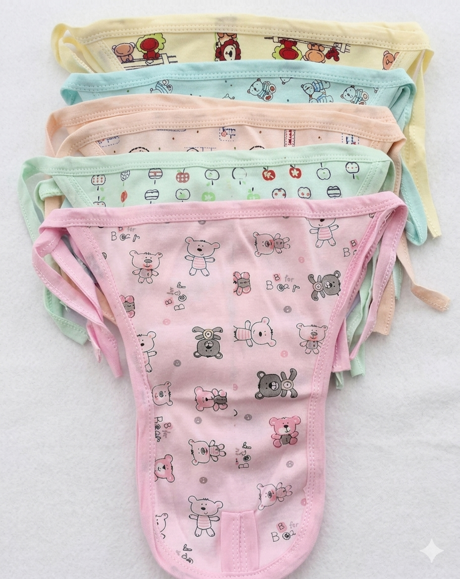Pack of 10 Pure Cotton Padded Nappy for Newborn Baby 0–3 Months | Double Layered, Extra Soft & Breathable Cotton Langot | Reusable & Washable Cotton Nappy for Baby Boy & Girl - Image 4