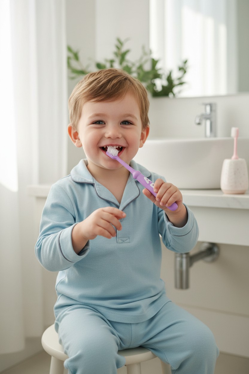 KAKAGUGU Baby Training Toothbrush with safety stopper – soft bristles for Overall Oral Care, BPA-Free, Safe for Kids (Pack of 1)(Multicolor) - Image 3