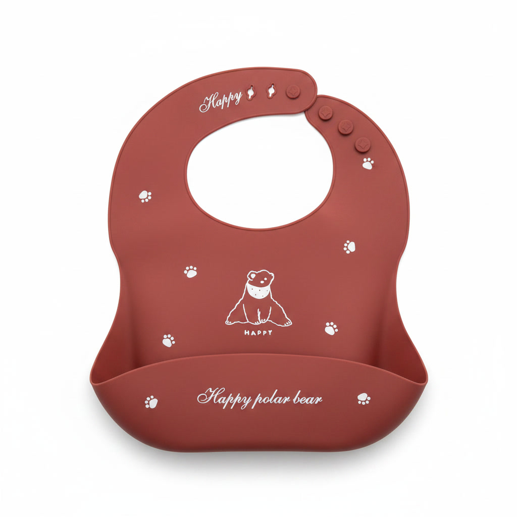 KAKAGUGU Silicone Baby Bibs for Feeding and Weaning with Adjustable Neckline, Waterproof, Soft and Flexible – Maroon - Image 4