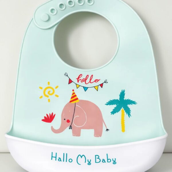 KAKAGUGU Silicone Baby Bibs for Feeding and Weaning with Adjustable Neckline, Waterproof, Soft and Flexible – Sea Green